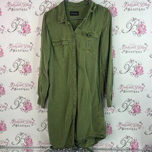 Parasuco jeans dress button up Olive Green Shirt Dress military cargo style